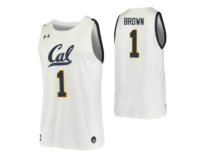 Youth California Golden Bears #1 Joel Brown White Replica College Basketball Jersey