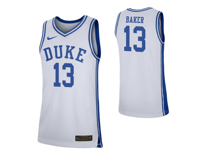 Duke Blue Devils #13 Joey Baker White Authentic College Basketball Jersey