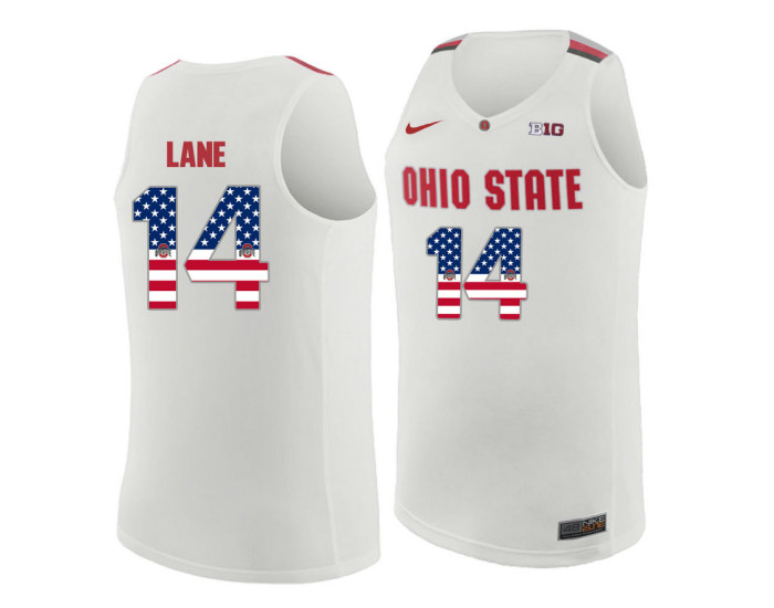 Ohio State Buckeyes #14 Joey Lane Replica College Basketball Jersey White