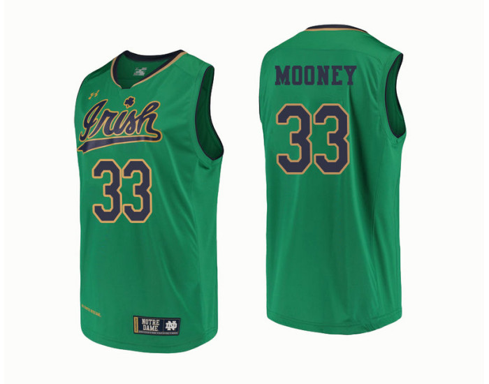 Notre Dame Fighting Irish #33 John Mooney Replica College Basketball Jersey Green