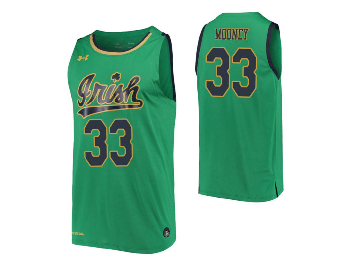 Notre Dame Fighting Irish #33 John Mooney Kelly Green Authentic College Basketball Jersey