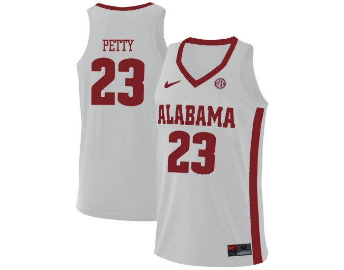 Youth Alabama Crimson Tide #23 John Petty Replica College Basketball Jersey White