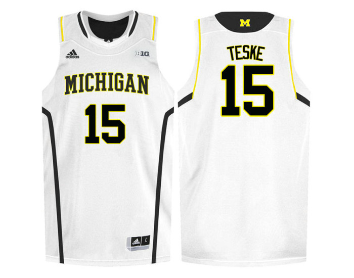 Youth Michigan Wolverines #15 Jon Teske Authentic College Basketball Jersey White