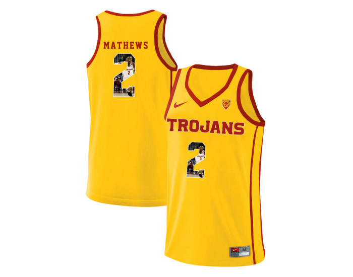 Youth USC Trojans #2 Jonah Mathews Authentic College Basketball Jersey Yellow