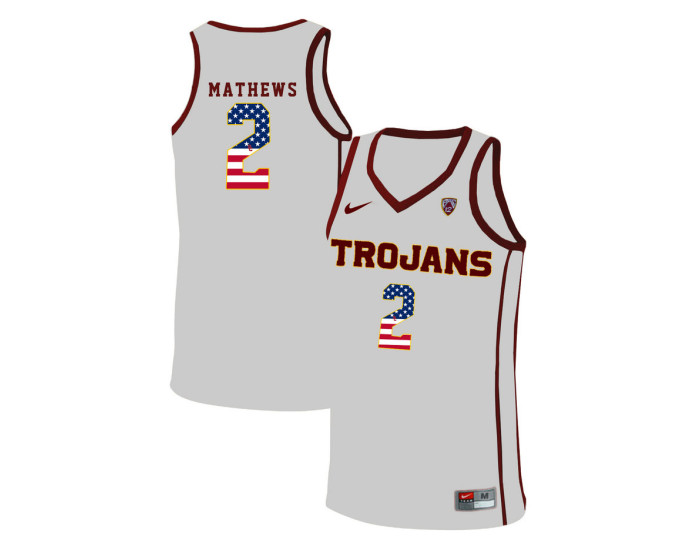 USC Trojans #2 Jonah Mathews Replica College Basketball Jersey White