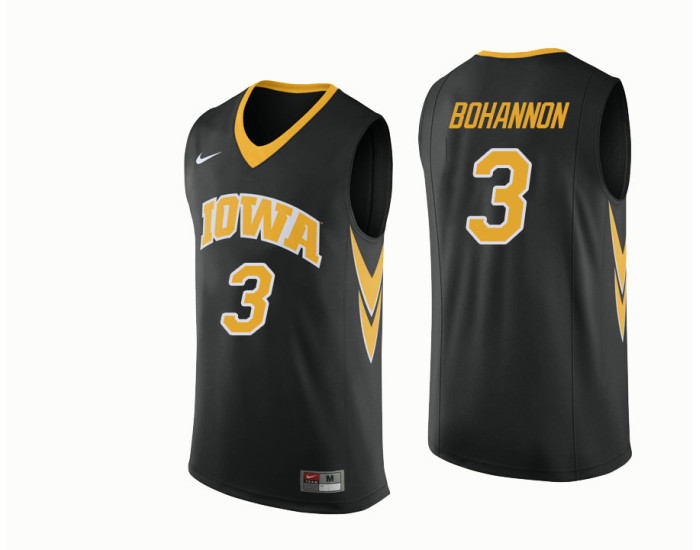 Iowa Hawkeyes #3 Jordan Bohannon Authentic College Basketball Jersey Black