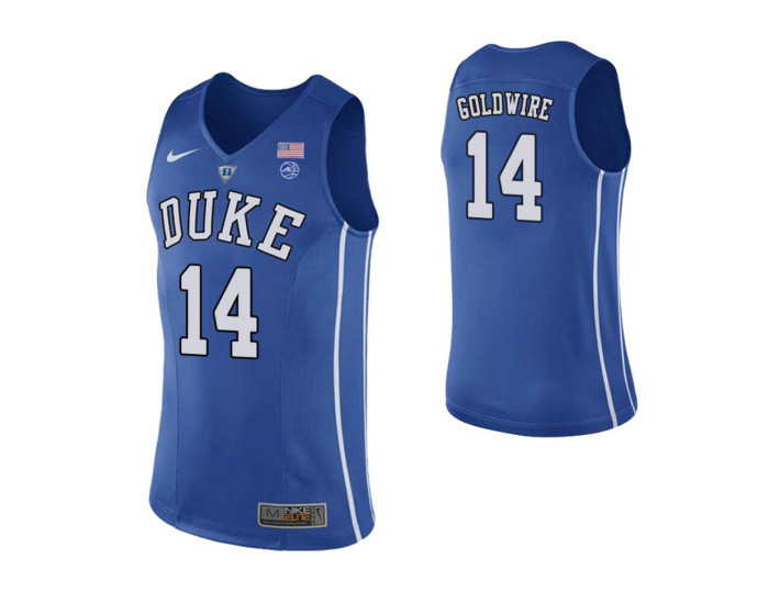 Youth Duke Blue Devils #14 Jordan Goldwire Performace Replica College Basketball Jersey Royal