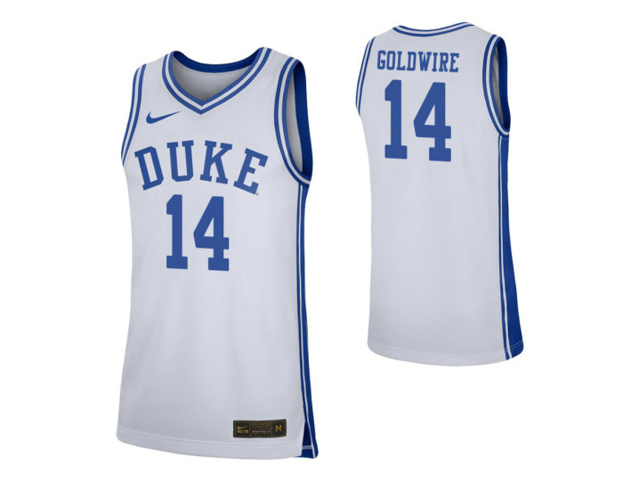 Duke Blue Devils #14 Jordan Goldwire White Authentic College Basketball Jersey