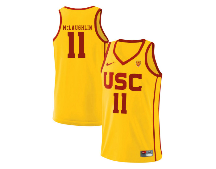 USC Trojans #11 Jordan McLaughlin Authentic College Basketball Jersey Yellow