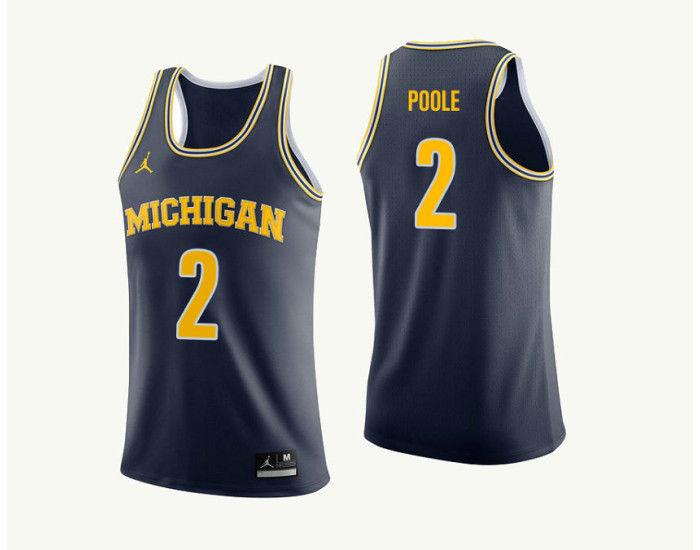 Youth Michigan Wolverines #2 Jordan Poole Authentic College Basketball Jersey Navy