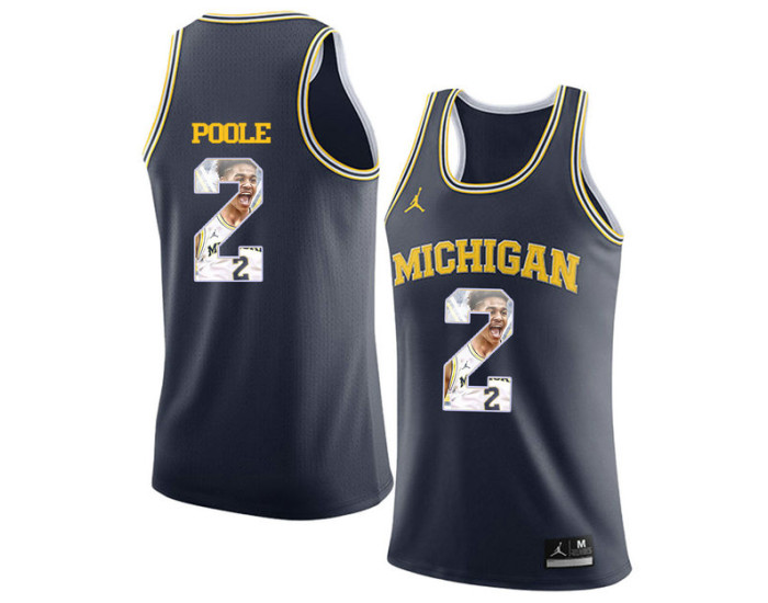 Michigan Wolverines #2 Jordan Poole Replica College Basketball Jersey Navy