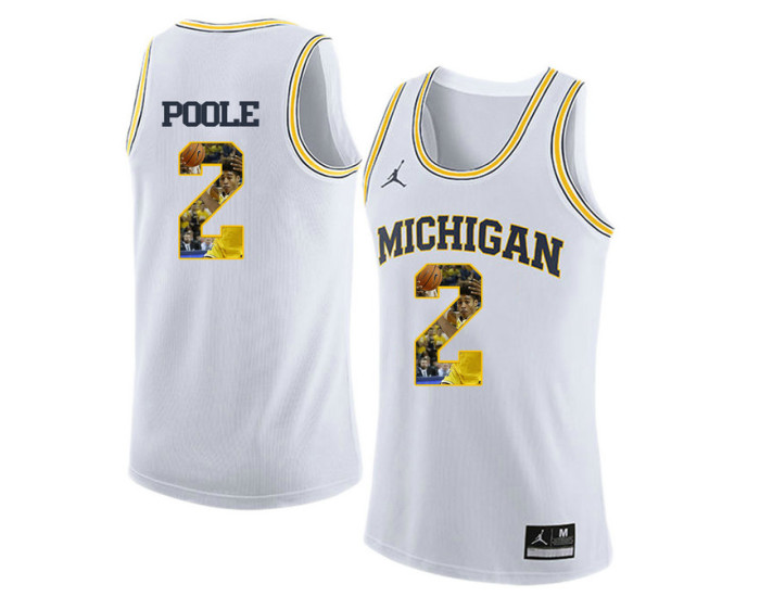 Michigan Wolverines #2 Jordan Poole Replica College Basketball Jersey White