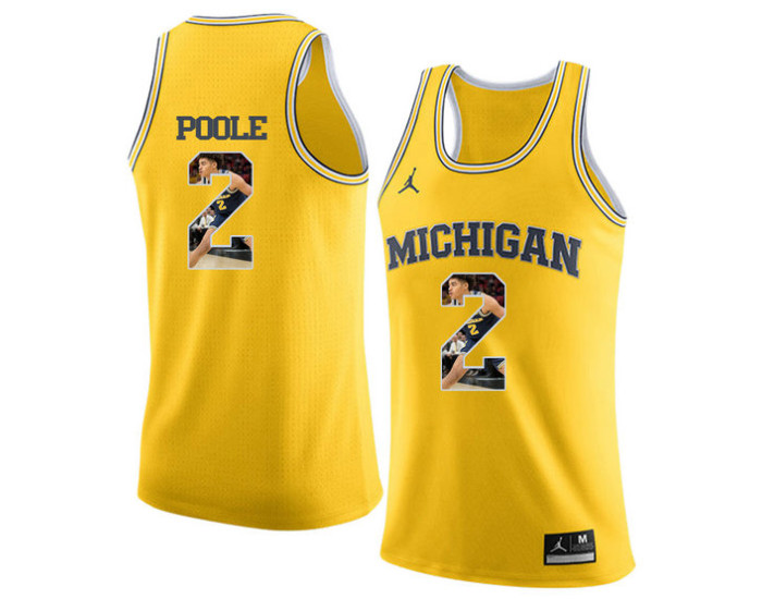 Youth Michigan Wolverines #2 Jordan Poole Replica College Basketball Jersey Yellow