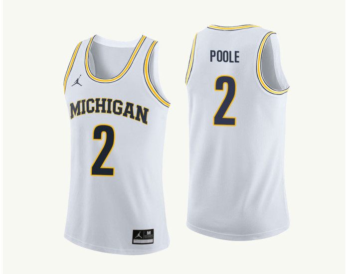 Michigan Wolverines #2 Jordan Poole Authentic College Basketball Jersey White