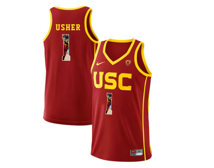 Youth USC Trojans #1 Jordan Usher Authentic College Basketball Jersey Red
