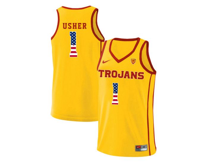 USC Trojans #1 Jordan Usher Authentic College Basketball Jersey Yellow