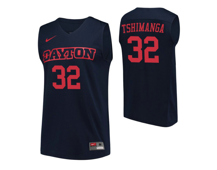 Dayton Flyers #32 Jordy Tshimanga Navy Authentic College Basketball Jersey