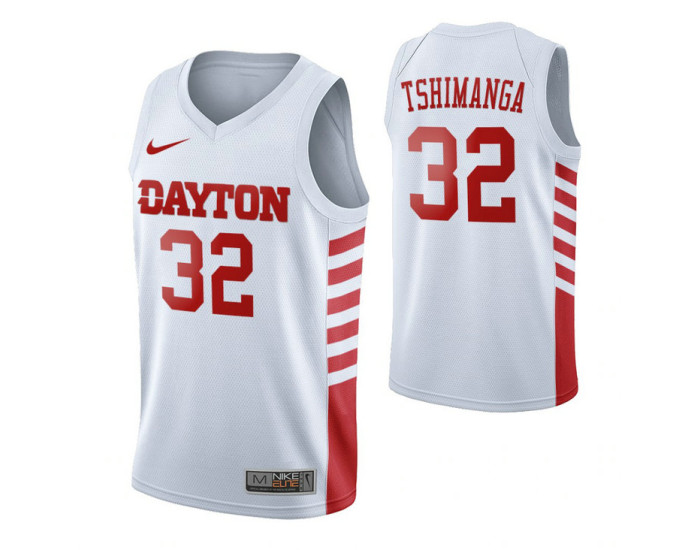 Dayton Flyers 32 Jordy Tshimanga Authentic College Basketball Jersey White