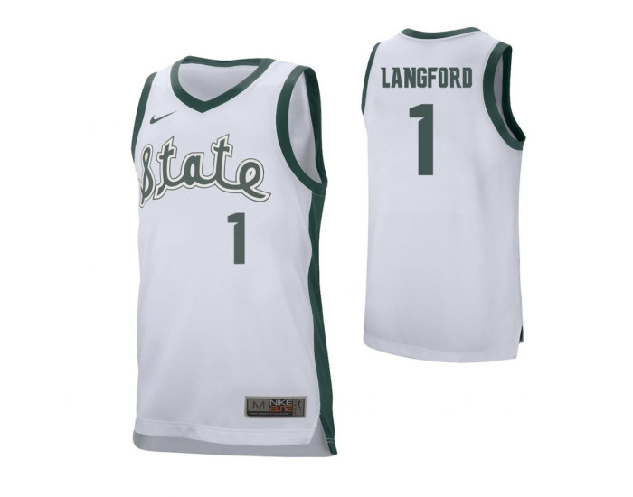 Youth Michigan State Spartans #1 Josh Langford White Authentic College Basketball Jersey