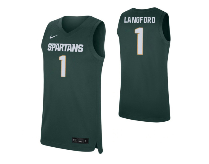 Michigan State Spartans #1 Joshua Langford Green Replica College Basketball Jersey