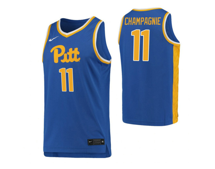 Pittsburgh Panthers #11 Justin Champagnie Royal Replica College Basketball Jersey