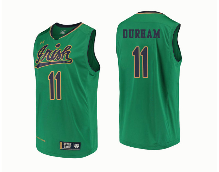 Youth Notre Dame Fighting Irish #11 Juwan Durham Authentic College Basketball Jersey Green