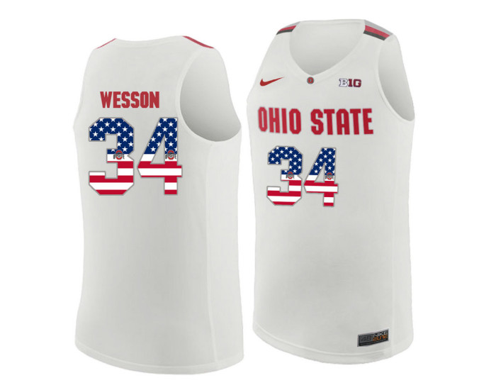 Youth Ohio State Buckeyes #34 Kaleb Wesson Authentic College Basketball Jersey White