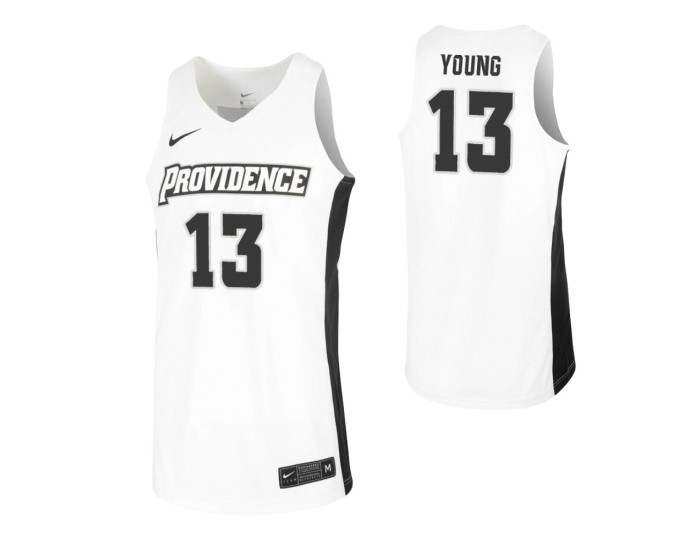 Providence Friars #13 Kalif Young White Authentic College Basketball Jersey