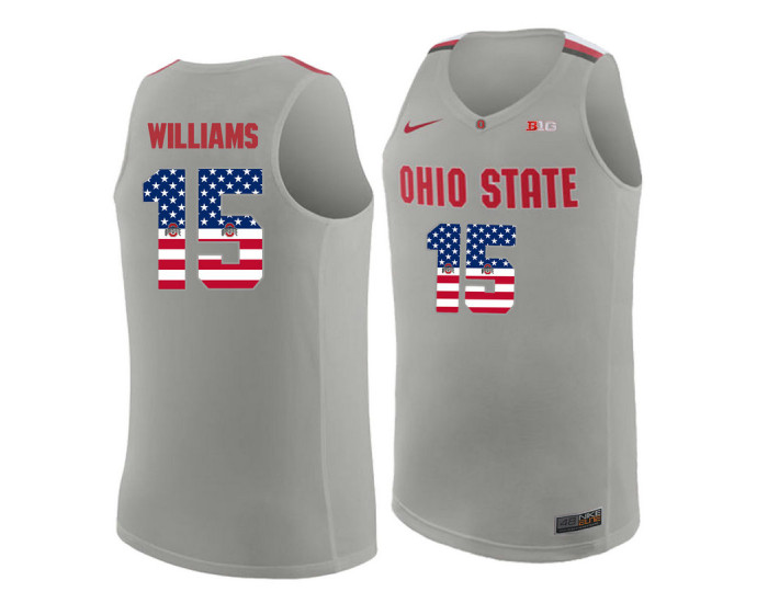 Youth Ohio State Buckeyes #15 Kam Williams Replica College Basketball Jersey Gray