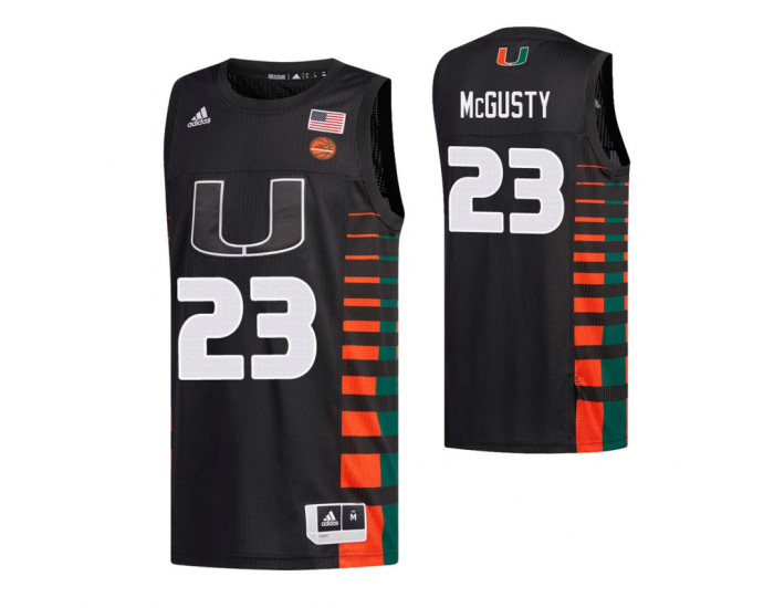 Miami Hurricanes #23 Kameron McGusty Black Replica College Basketball Jersey