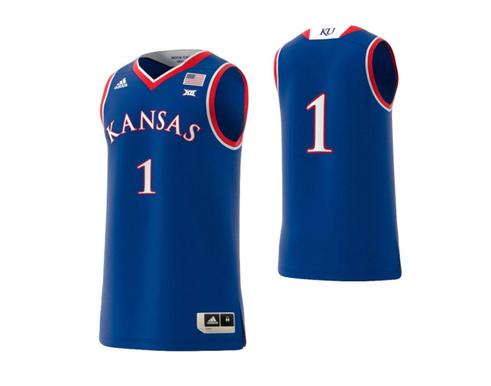 Kansas Jayhawks #1 Basketball Adidas Authentic College Basketball Jersey Royal