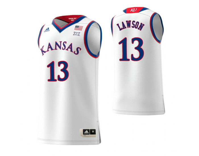 Kansas Jayhawks #13 K.J. Lawson Replica College Basketball Jersey White