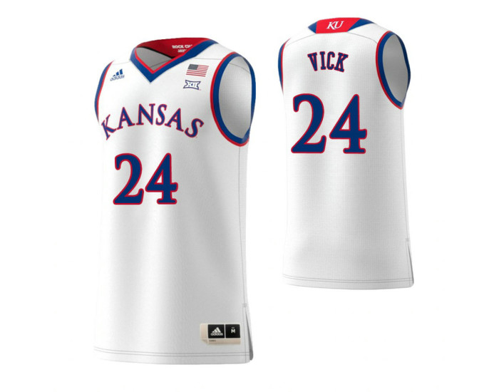 Kansas Jayhawks #24 Lagerald Vick Replica College Basketball Jersey White