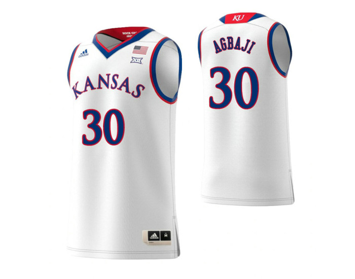 Kansas Jayhawks #30 Ochai Agbaji Authentic College Basketball Jersey White