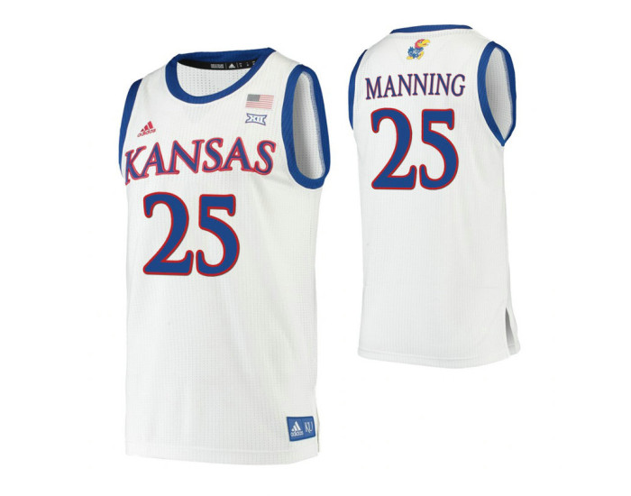 Kansas Jayhawks #25 Danny Manning White Replica College Basketball Jersey