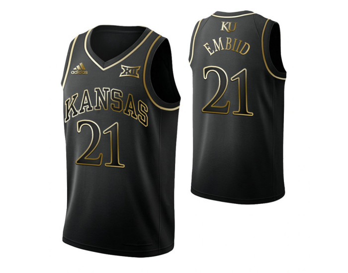 Youth Kansas Jayhawks #21 Joel Embiid Black Replica College Basketball Jersey