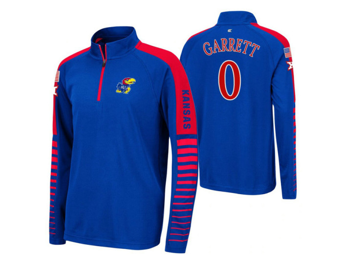 Kansas Jayhawks Marcus Garrett Royal Rockzilla Raglan Quarter-Zip Jacket