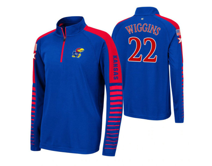 Kansas Jayhawks Marcus Morris Royal Rockzilla Raglan Quarter-Zip Jacket