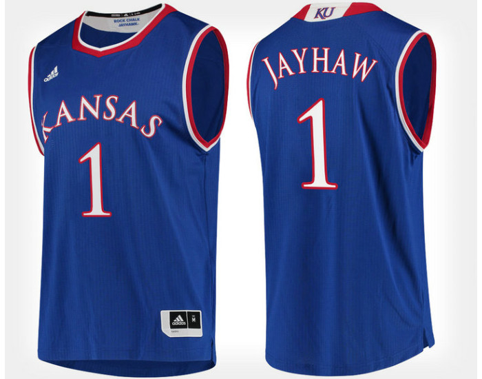 Kansas Jayhawks #1 Blue Authentic College Basketball Jersey