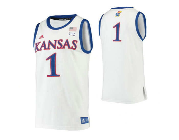 Kansas Jayhawks #1 Replica College Basketball Jersey White