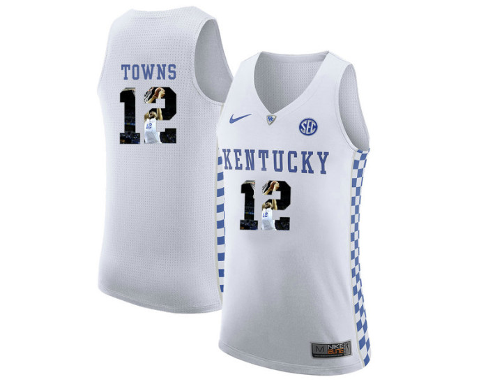 Youth Kentucky Wildcats #12 Karl-Anthony Towns Replica College Basketball Jersey White