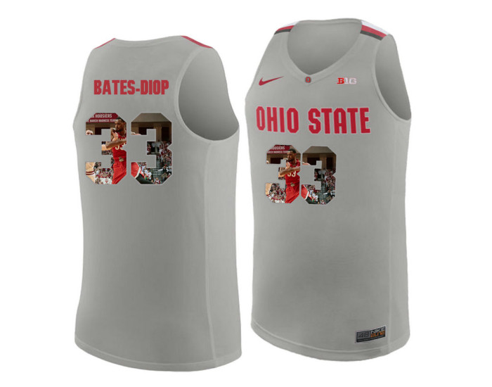 Ohio State Buckeyes #33 Keita Bates-Diop Replica College Basketball Jersey Gray