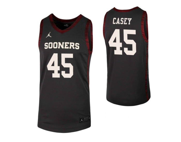 Oklahoma Sooners #45 Keller Casey Anthracite Replica College Basketball Jersey