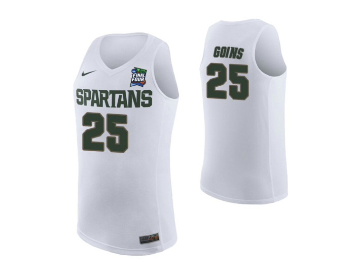 Michigan State Spartans #25 Kenny Goins White Authentic College Basketball Jersey