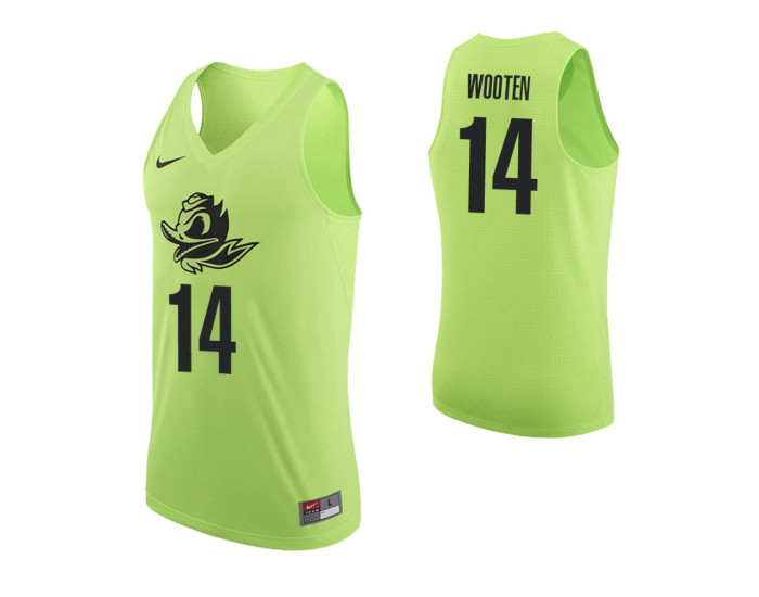 Oregon Ducks #14 Kenny Wooten Authentic College Basketball Jersey Apple Green