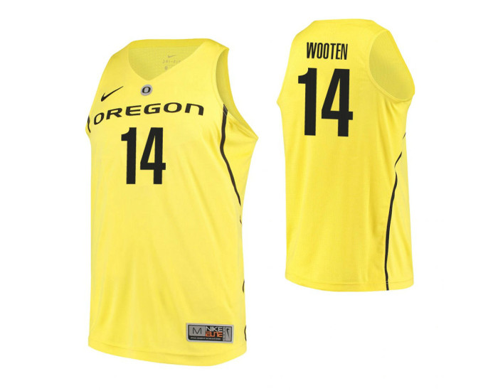 Oregon Ducks #14 Kenny Wooten Replica College Basketball Jersey Yellow
