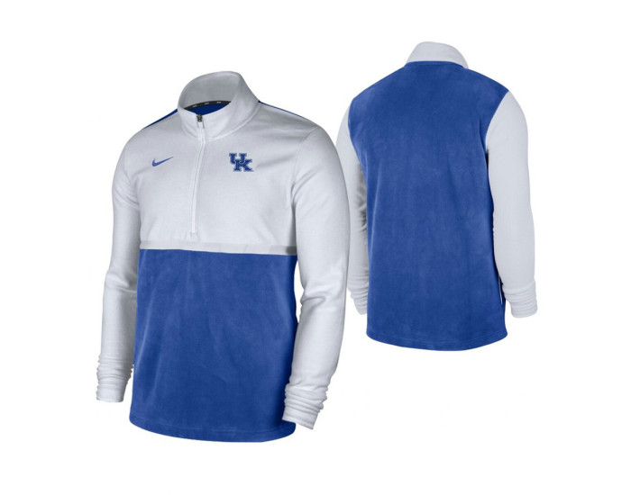 Kentucky Wildcats White Royal Color Block Quarter-Zip Jacket