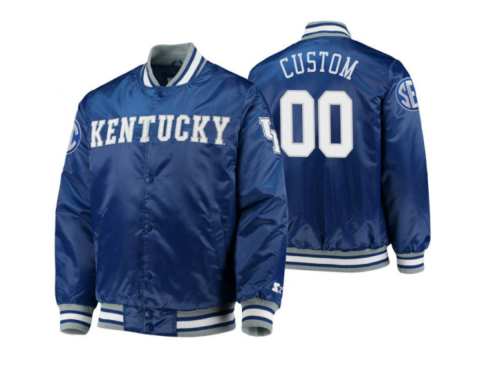 Kentucky Wildcats Custom Royal O-Line Varsity Full-Button Satin Jacket