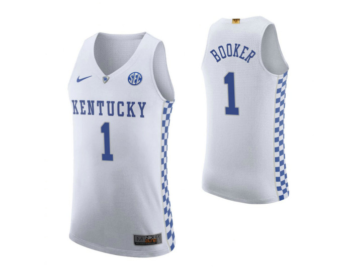 Kentucky Wildcats #1 Devin Booker White Authentic College Basketball Jersey