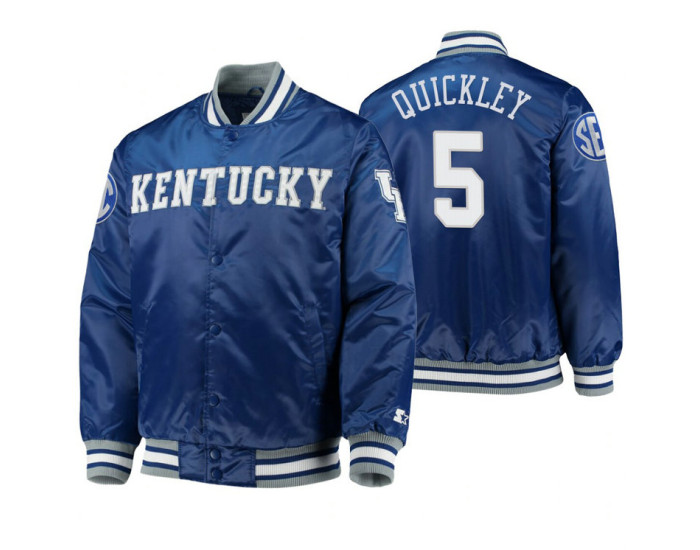 Kentucky Wildcats Immanuel Quickley Royal O-Line Varsity Full-Button Satin Jacket